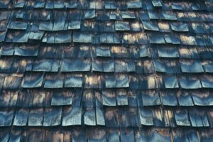 The picture above depicts damaged wood shingle paneling.